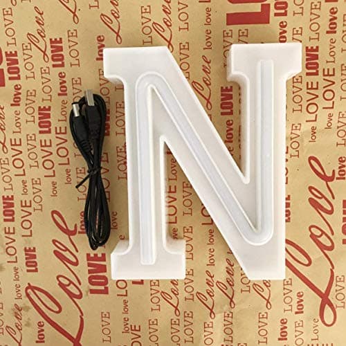 Enseignes Lumineuses Veilleuse au Néon, Light Up LED Letters Lights Light Up Marquee Lettres Lumières Lettres Enseignes au Néon Batterie USB (N)
