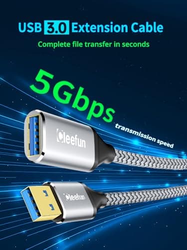 CLEEFUN 1M Cable Rallonge USB 3.0 5Gbps Cable Extension USB 3.0 Mâle A vers Femelle A Compatible avec Clé USB, Hub USB, Manette PS4/PS5/Xbox, Disque Dur, Imprimante, Webcam