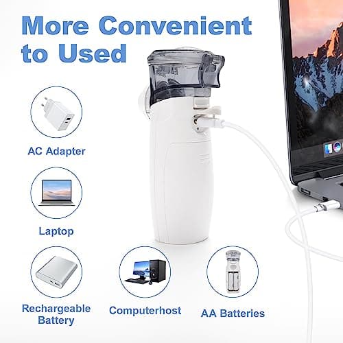 Nébuliseur Inhalateur Silencieux,Aerosol avec Embout et Masque,Portable Nébuliseur Silencieux Pour le appareil respiratoire