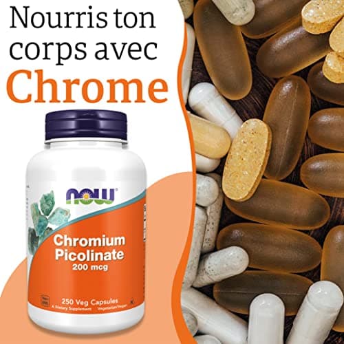 Now Foods, Chrome Picolinate, 200 mcg, 250 Capsules végétaliennes, Oligo-Élément, Chrome, Sans Gluten, Sans Soja, Végétarien
