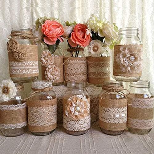 DAHI Lot de 7 rouleaux de ruban en toile de jute naturelle Ruban Hessois14 m ,Vintage Toile de Jute Naturelle- artisanat,Ruban de jute vintage, mariage, fête, Noël