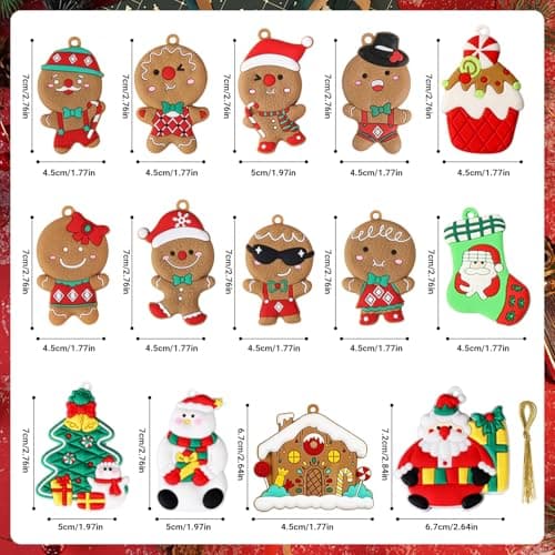 FINEVERNEK 14Pcs Bonhomme Pain D'épice Decoration Noel Sapin,Ornements Sapin de Noël, Suspension de Noël en Forme Mignon,Ornements de Noël avec Corde,Deco Sapin de Noel