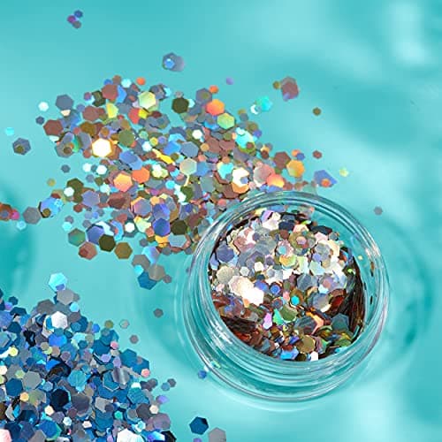 Mystique Brillant épais par Moon Glitter – 100% de paillettes cosmétique pour le visage, le corps, les ongles, les cheveux et les lèvres - 3g - Assortiment de 6 couleurs