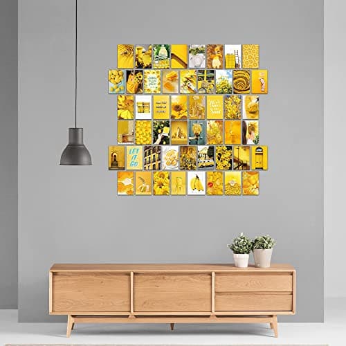 CLVPAI Kit Collage Mural-Aesthetic Affiche de Carte,ensemble d'impression de collage,impression d'art de mur pour les filles garçons de VSCO (joyeux)