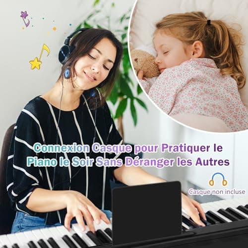 DREAMADE Piano Numérique Pliable avec 88 Touches & Pédale, Clavier de Piano Électronique Portable avec Bluetooth, MIDI OUT & Interface d'alimentation USB, pour Débutants, Enfants, Adultes