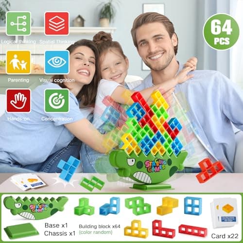 Lktvys 64 Pièces Montessori Jouet, Jeux de Société Adapté à Jeux de Société Adulte et Jeux pour Enfants, Cadeau Garçons et Fille 3-6 Ans, Jeux de Société pour Développer Patience et Concentration