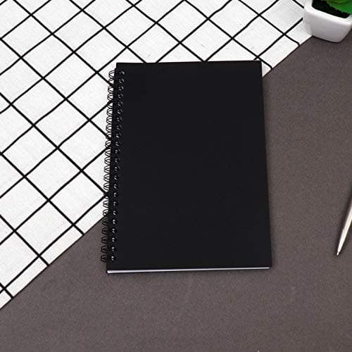 SIYI-XIU 2Pcs A5 Carnet de Notes à Spirale Cahiers Classique en Couverture Kraft Blocs Notes Spirales Doté Ligné Bloc Note 60 Feuilles,Noir