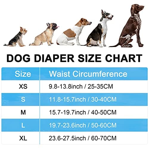 Czemo Lot de 3 Couche pour Chien Lavable, Couches Réutilisable Chien Incontinent Culotte pour Chien Femelle en Chaleur, Convient Aux Petits, Moyens et Grands Chiens (XL)