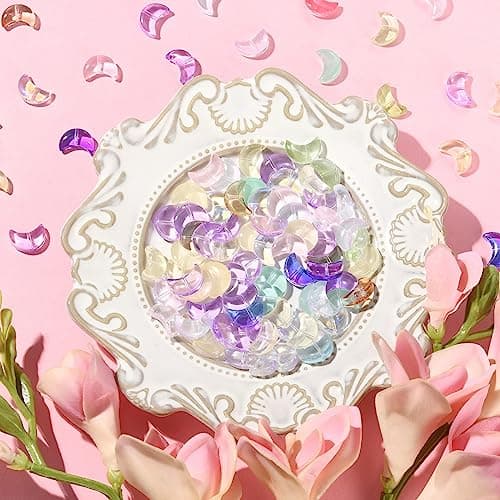 Stiesy Lot de 100 perles en verre colorées en forme de croissant de lune - Perles d'espacement transparentes pour la fabrication de bijoux et de bracelets