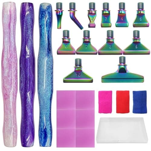 SENHAI Lot de 24 stylos pour peinture diamant - Pointes métalliques colorées - Embouts filetés 5D - Accessoires pour peinture diamant - Outils pour loisirs créatifs