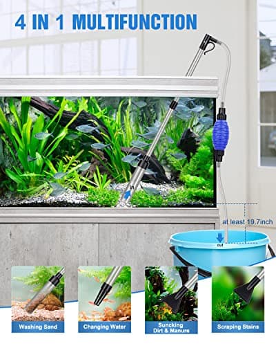 Aquarium Changer l'eau, Filtre de Sable de Nettoyage d'aquarium, réservoir de Poissons Kit de Nettoyage de Gravier d'aquarium avec débit d'eau réglable pour Le Nettoyage du Sable