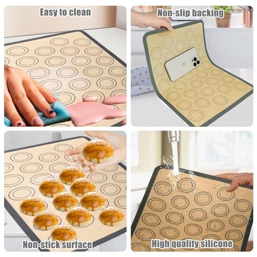 2Pièces Tapis de Cuisson pour Macarons,Rectangulaire Silicone Tapis de Cuisson,Tapis de Cuisson en Silicone,Tapis de Cuisson en Silicone Macarons en Gris,pour les Macarons,les Biscuits et les Pizzas