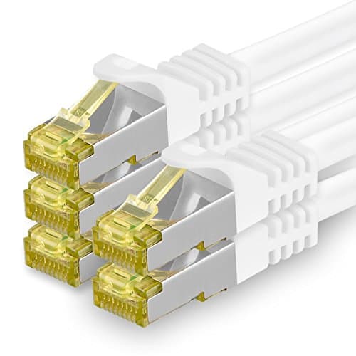 1CONN 5x 1,0 M - Câble réseau CAT-7 Cat.7, Ethernet, Lan et câble patch RJ-45 SFTP 10GB/s - blanc