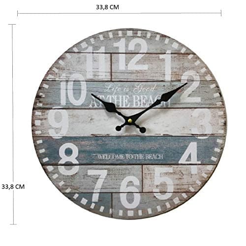 Rebecca Mobili Horloge Decorative, Horloge au Mur, Style Rustique, analogique, pour Salon Chambre – Dimensions: Ø 33,8 cm x L 4 cm - Art. RE6144