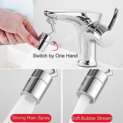 Waternymph 720 Degrés Grand Angle Aérateur pour Robinet, 2 Modes Réglable Mousseur Robinet pour Salle De Bain, Cuisine - Moletage(FM22)