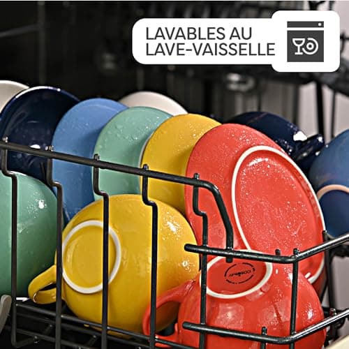 Cosumy 6 Tasses à Cappuccino avec Soucoupes - Céramique Colorée - 180ml - Avec Boîte Cadeau - Maintient le Cafe Chaud