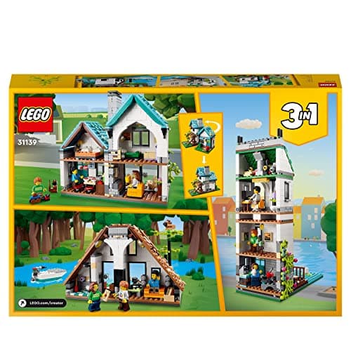 LEGO Creator 3-en-1 La Maison Accueillante, Kit de Construction de Maquettes avec 3 Habitations Différentes, Minifigurines et Accessoires, Cadeau Garçons et Filles 31139