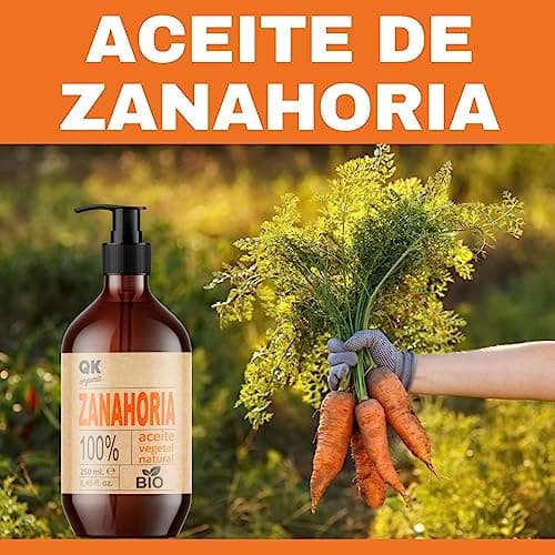 Qknatur - HUILE DE CAROTTE 250 ml - 100% Pure et Naturelle - Autobronzant naturel - Hydrate et rajeunit la peau - Répare, hydrate et nourrit les cheveux