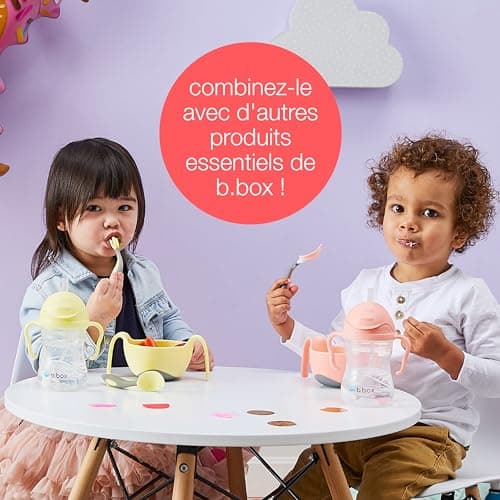 b.box Bol Enfant + Paille | Bol à Snacks 3 en 1 avec Couvercle, Gobelet Avec Paille pour les Balades, Bol à Céréales | Passe au Lave-Vaisselle et au Micro-Ondes | 250 ml