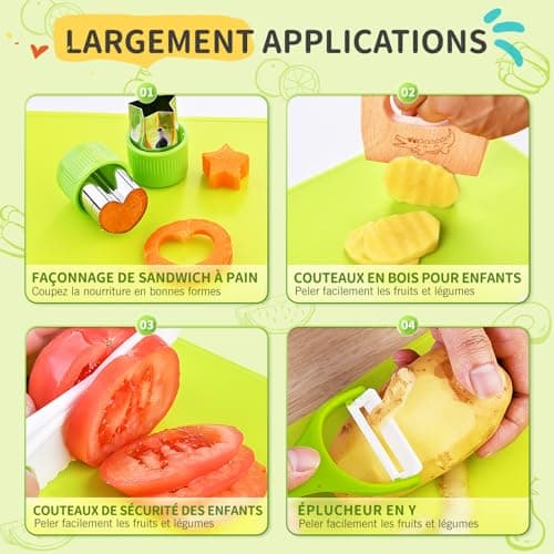Kit Couteau sécurité de Cuisine pour Enfants - 17 Pièces Couteau Montessori Enfants pour couper et cuire des fruits ou légumes | Couteau Enfant qui ne Coupe pas, Couteaux enfants à partir de 2 ans