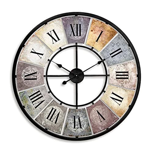 Grande Horloge Murale Vintage silencieuse Horloges en métal pour Salon Antique XXL Chiffres Romains rétro déco 50 cm