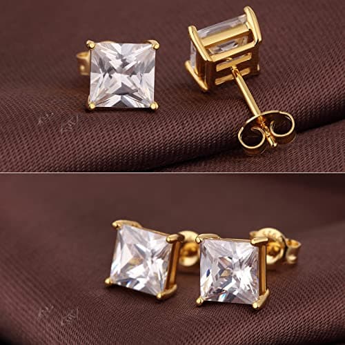 Boucles d'oreilles Argent 925 pour Femme Or Plaquée Or 18 Carats Petites Clou d'Oreilles Mini Boucles d'Oreilles pour Plusieurs Piercings Oreille Cartilage 7mm