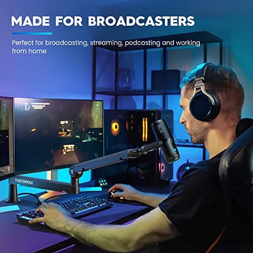 Bars Micro, Support de Microphone ajustable à profil bas avec gestion des câbles pour Blue Yeti HyperX Quadcast Shure Rode Razer Seiren Mini SoloCast Elgato Wave,Boom arm universel,Noir