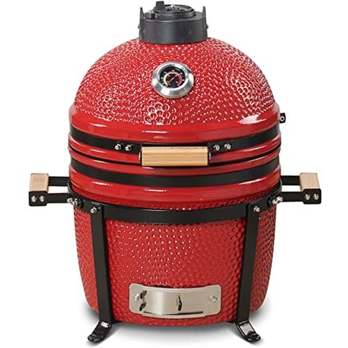Kamado Bono Minimo Barbecue et 5 Accessoires Offerts Gratis - Barbecue Charbon De Bois Taille Portable - BBQ Et Fumoir - Rouge Barbecue Japonais Ceramique Ø 40 cm - Barbecue Balcon