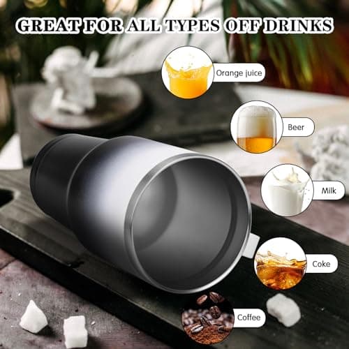 NIKYJM Mug Isotherme 900ml 30oz, Tasse a Cafe Acier Inoxydable avec Poignée, Tasse Isotherme Double Isolée Sous Vide avec Paille et Brosse pour Chaud et Froid
