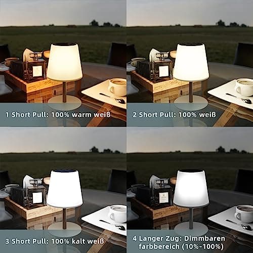 Postlucky Lampe de Table Solaire Exterieur Lampe de Table LED Sans Fil 3 Couleur Dimmable Rechargeable Lampe de Table IP44 étanche pour Exterieure Jardin Terrasse Intérieure - Gris