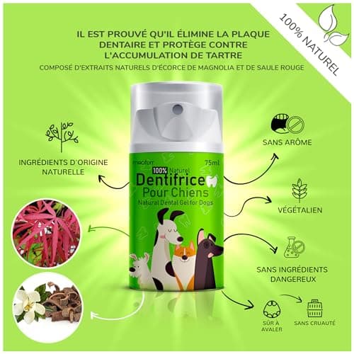 Moofurr Dentifrice Chien 75ml - Naturel Detartrage Dentaire Chien I anti Tartre I Dentifrice contre la Mauvaise Haleine Chien - Gel I Dentaire Chien avec Magnolia I sans saveur