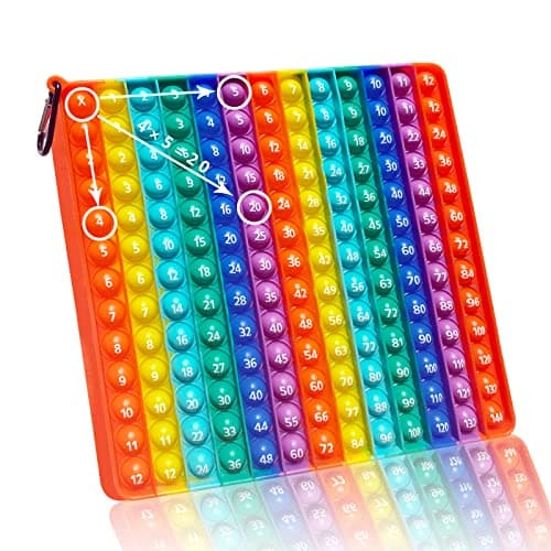 KICOSOADT Pop It, Jeu de société de Multiplication, modèle de Multiplication pour l'école Primaire, Aide Certains Enfants à surmonter Les difficultés de calcul (9 * 9arc-en-Ciel)