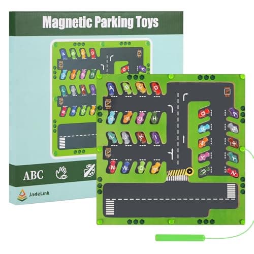 Labyrinthe Magnetique pour Parking et Alphabet, Jeux Montessori 2 3 4 5 6 Ans, Jouets en Bois, Jeux Educatif, Parcours Motricité et de Tri pour Filles Garçons