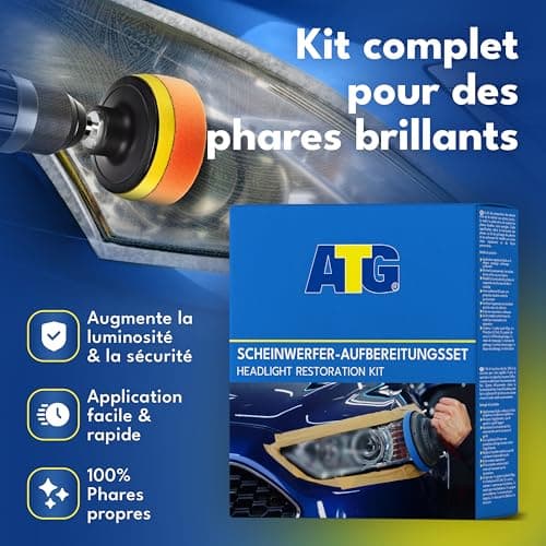 ATG® Renovateur phare voiture - Kit rénovation phare voiture pour une clarté durable et une visibilité optimale - Kit renovation phare voiture - Polish phare voiture - Kit polissage phare voiture