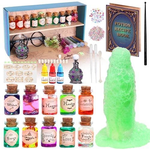 Pllieay Potion Magique Enfant Bouteilles Potion Magique Kits Magic Fabulous Potion de potions pour enfants, Mélangez Potions Magiques avec Cristal énergie Kits de Loisirs CréAtifs Jouet Fille 4+