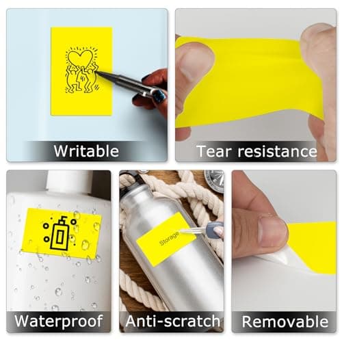 YIKIADA Lot de 500 étiquettes autocollantes en vinyle - Jaune - 50 x 76 mm - Étanche - Pour déménagement, bureau, entrepôt, maison