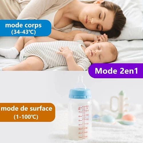 Thermomètre Frontal Adulte, Thermometre Infrarouge pour Enfant, Thermometre Numérique sans contact, Écran LCD, Fonction Mémoire, Mode Objet et Corps, Alerte Fièvre, Mesures Rapides et Précises
