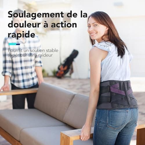 Fitomo Ceinture Lombaire Femme avec 7 Supports Métalliques, Ceinture Dorsale Femme Pour Sciatique, Hernie Discale, Scoliose, Ajustable et Respirant