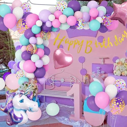 Deluisho Ballon Anniversaire Licorne, Licorne Decoration Anniversaire Fille, Ballon Deco Licorn Anniversaire Fille Ornements de Fête D'anniversaire de Licorne, Bannières D'anniversaire, Guirlandes de