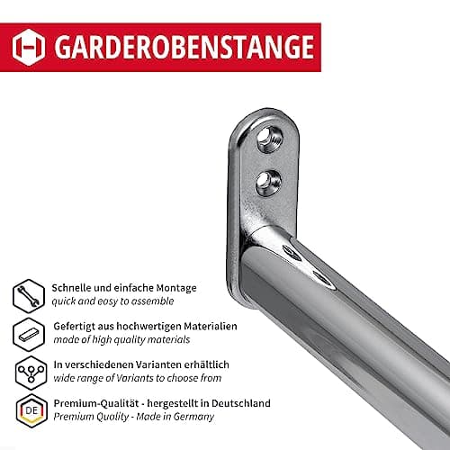 Gedotec Rail Suspension Meuble | OVAL-TELEMAGIC | Tringle Cintre Fixation 22 x 15 mm | 1 Set de Barre Télescopique Extensible 400-600 mm | Chromée Polie | Tube télescopique flexible pour armoire