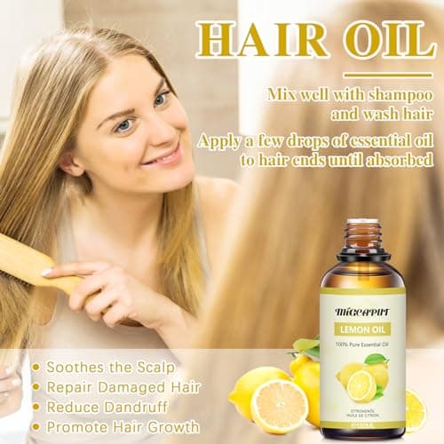 MIGCAPUT Huile Essentielle de Citron 100ML, Huile Essentielle Citron Aromathérapie 100% Naturelle pour Diffuseur, Humidificateur, Huile de Citron de Qualité Premium, Idéal pour Soins, Apaisant, Bain