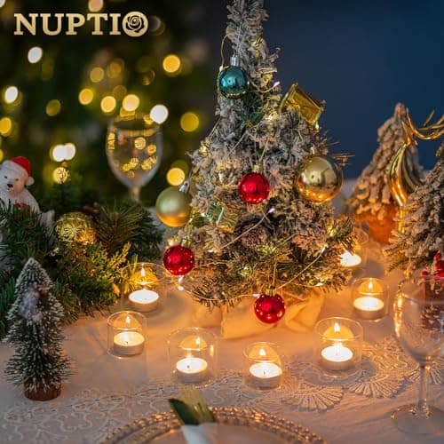 NUPTIO Porte-Bougies À Réchaud en Verre: 12 Mini Porte-Bougies À Réchaud Bougies Flottantes en Cristal Décoration Table Lors de Mariages en Plein Air de Fêtes de Fin D'année 4 cm & 5 cm Hauteur