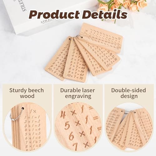 YAOZUP 1x1 Carte de Multiplication en Bois, Planche 1x1 Enfants Table de Multiplication, Planche en Bois de Hêtre, Planche 1x1 Table de Multiplication pour Cadeau de Rentrée Scolaire Fille & Garçon