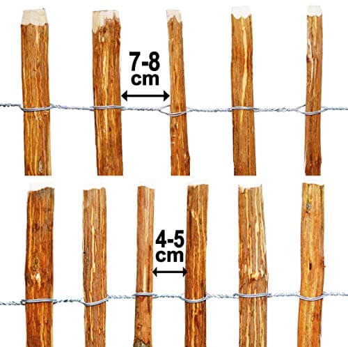 BOGATECO Clôture à Lattis Noisetier Bois | 120 cm de Hauteur et 500 cm de Long | Distance Entre Lattes 4-5 CM | Idéal comme Une Clôture de Jardin | Peut être Utilisé comme de Support pour Les Vignes