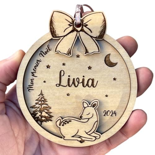 Boule mon premier noël personnalisée en bois, cadeau de noël ou de naissance, souvenir du premier noël de bébé.