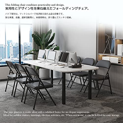 KAIHAOWIN Lot de 4 Chaises Pliantes, Chaise Pliante Rembourree avec Structure Métallique Stable, Chaise Pliante Peu Encombrante Convient pour Le Salon, La Salle à Manger, Le Bureau, Noir