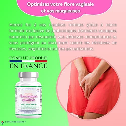 Probiotique flore intime vaginale - Ferments lactiques 40 milliards UFC en 5 souches Lactobacillus - Enzymes digestives Fabrique en FRANCE en 60 gelules vegetales gastro resistantes naturels et Vegan