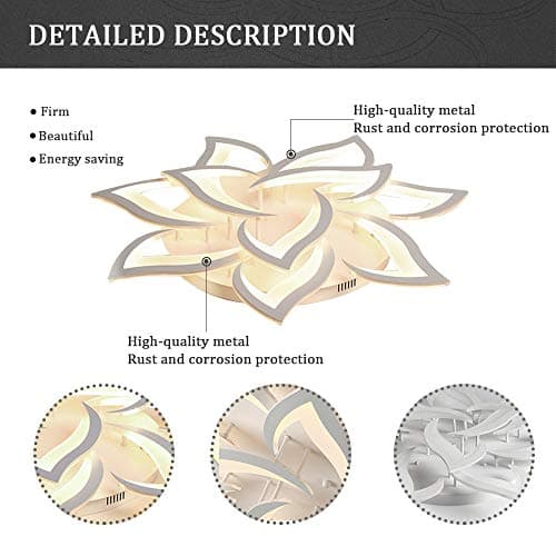 KAUCQI Lustre Salon Plafonnier LED, Moderne Petal Lampe De Plafond LED, Φ85CM 60W, Dimmable 3000K - 6000K, Panneau Acrylique Lumières de Plafond for Living Room, Hall d'entrée, Chambre