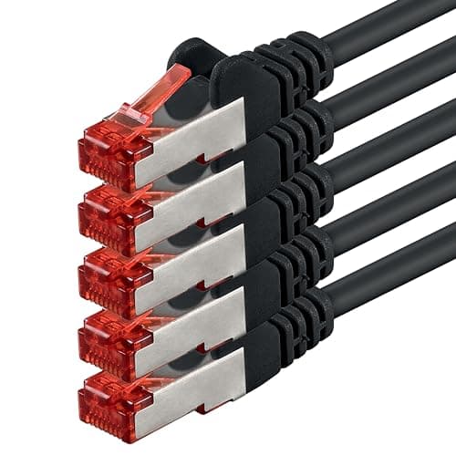 1aTTack.de 5x 0,25m - Câble patch câble réseau Cat 6 Cat6 RJ45 SFTP - noir