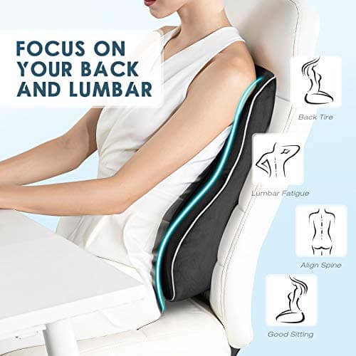 Tusscle Coussin Lombaire, Voiture Oreiller de Soutien du Dos en Mousse à Mémoire pour Bureau Chaise Fauteuil Roulant Siège d'Auto, Fournir Une Position Assise Confortable